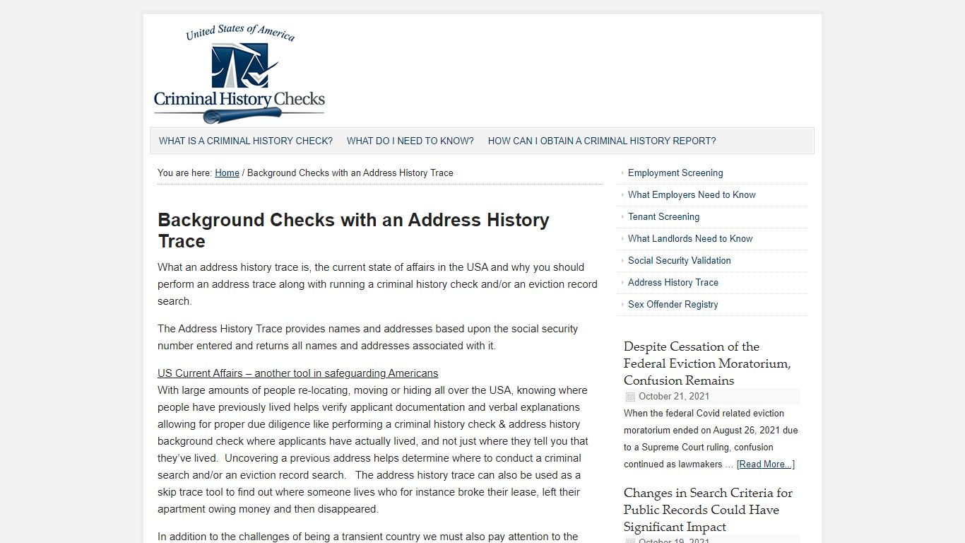Background Checks with an Address History Trace